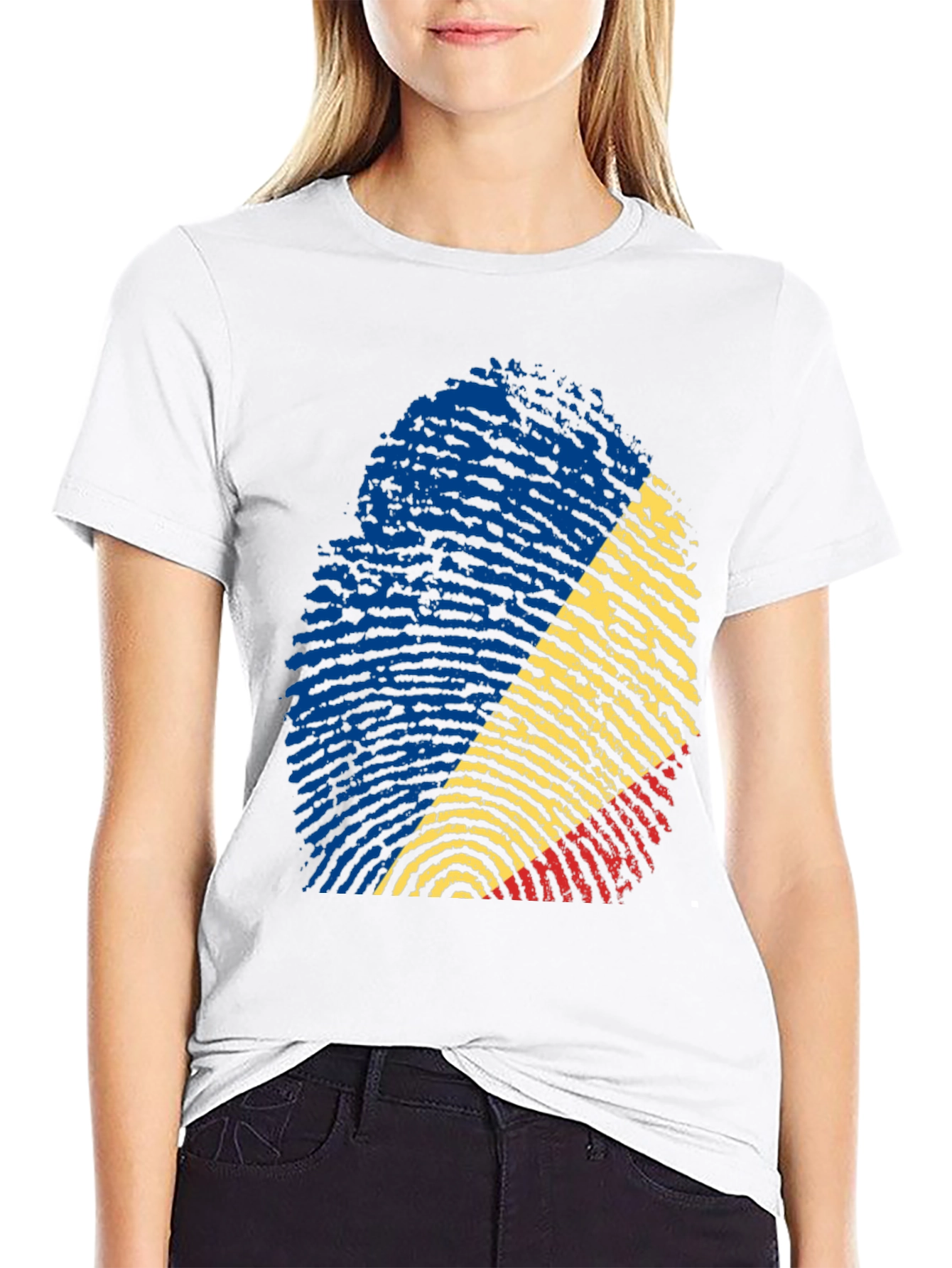 Romania Flag Fingerprint T-Shirt