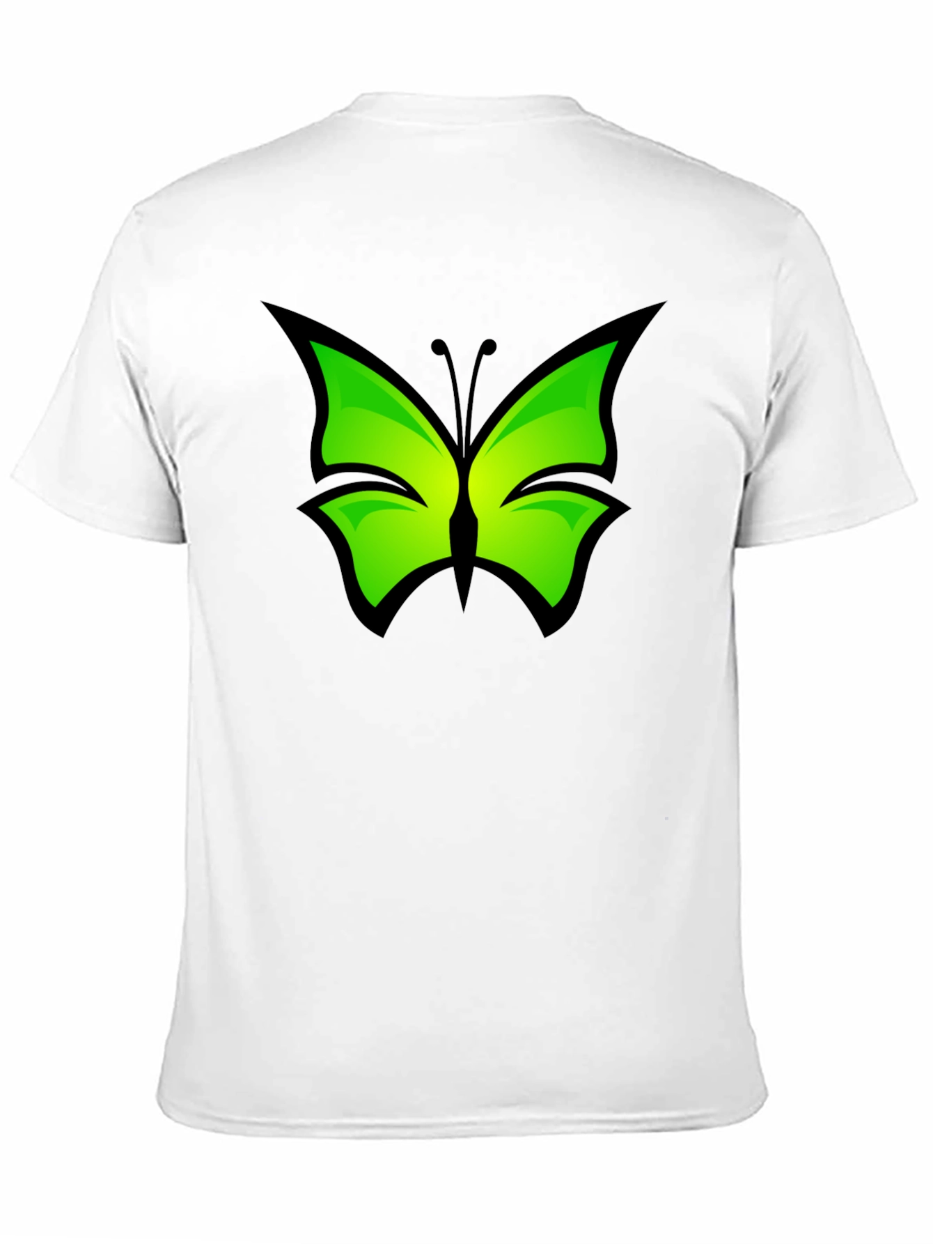 Green Butterfly Graphic Black T-Shirt