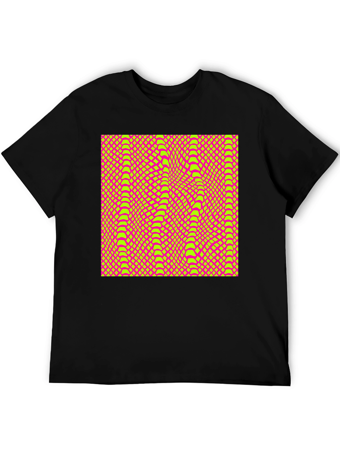 Vivid Geometric Snake Print Crew Neck T-Shirt