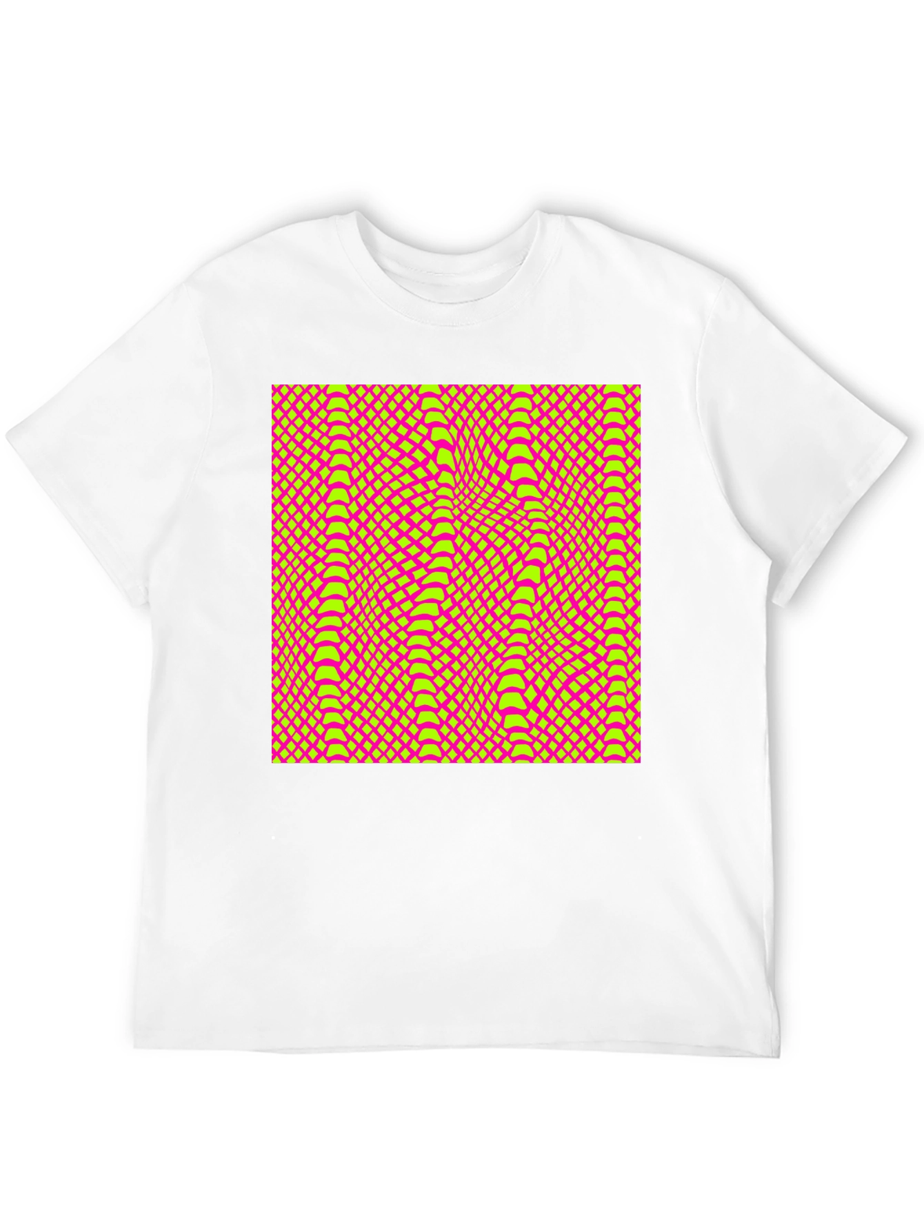 Vivid Geometric Snake Print Crew Neck T-Shirt