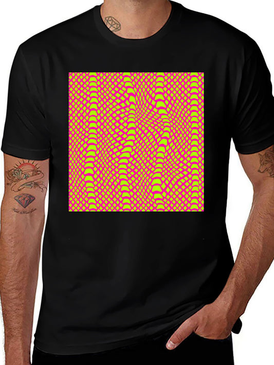 Vivid Geometric Snake Print Crew Neck T-Shirt