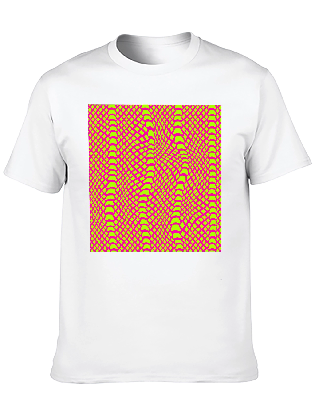 Vivid Geometric Snake Print Crew Neck T-Shirt