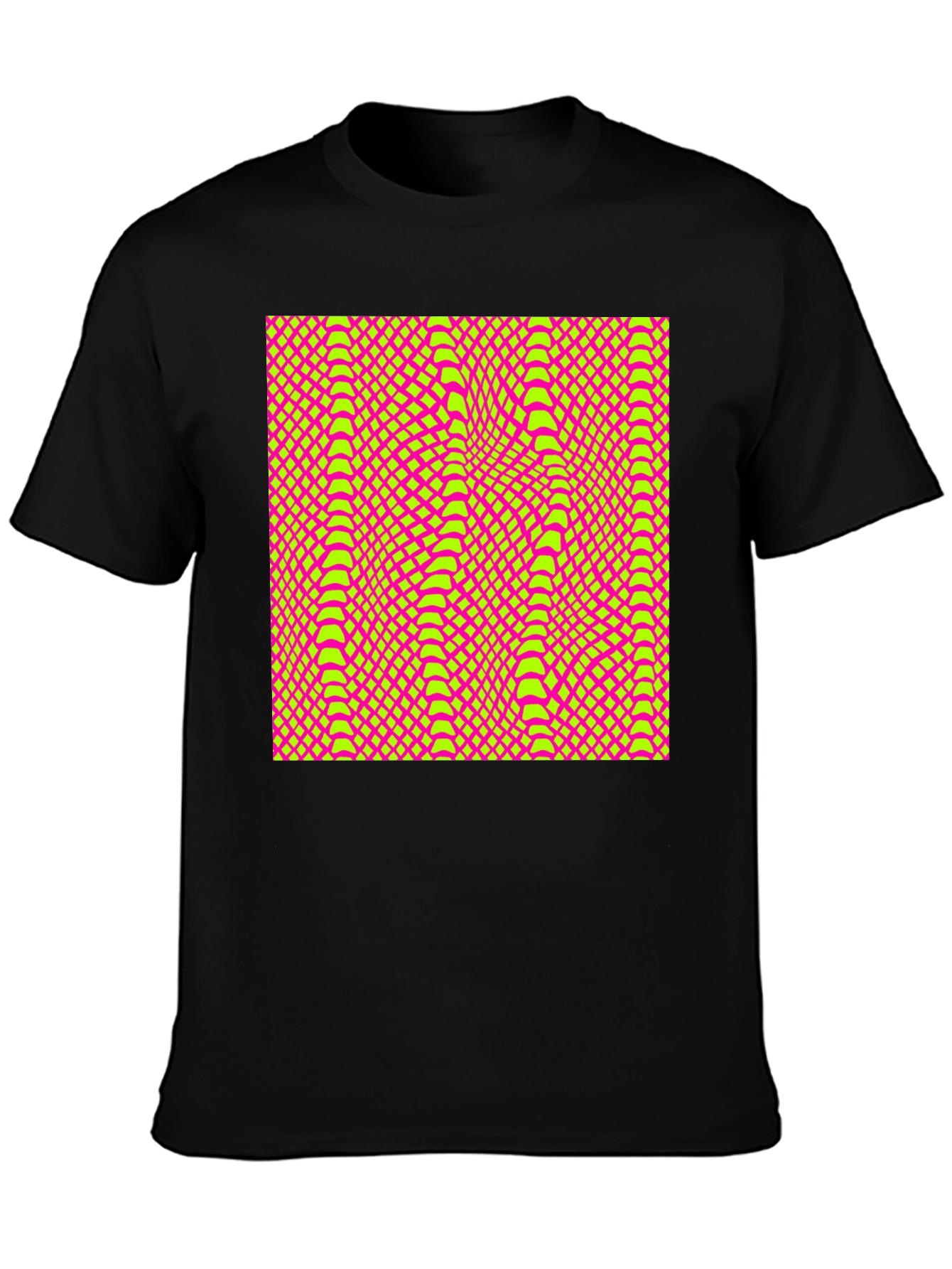 Vivid Geometric Snake Print Crew Neck T-Shirt