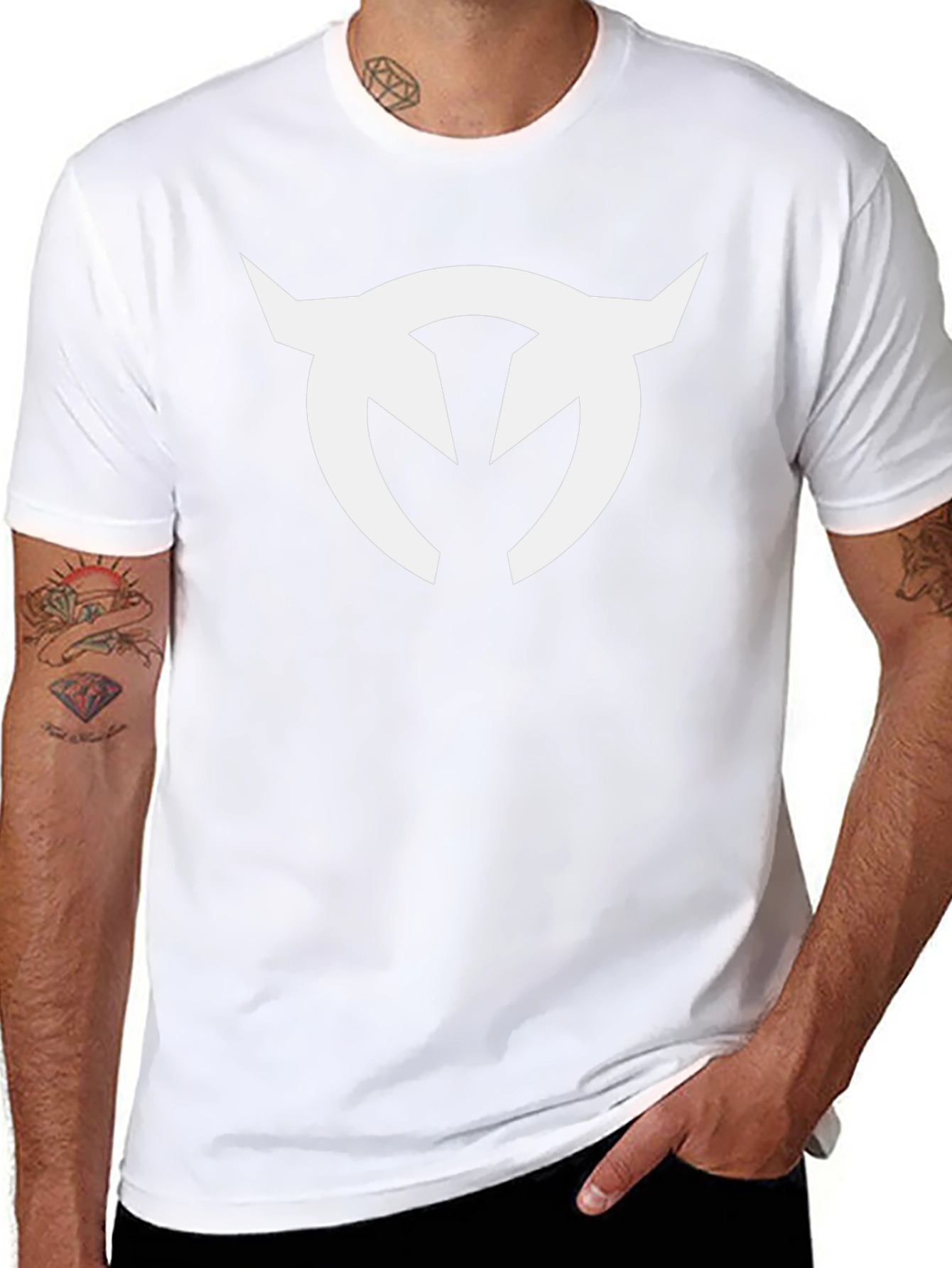 Black T-Shirt with White Horned Logo