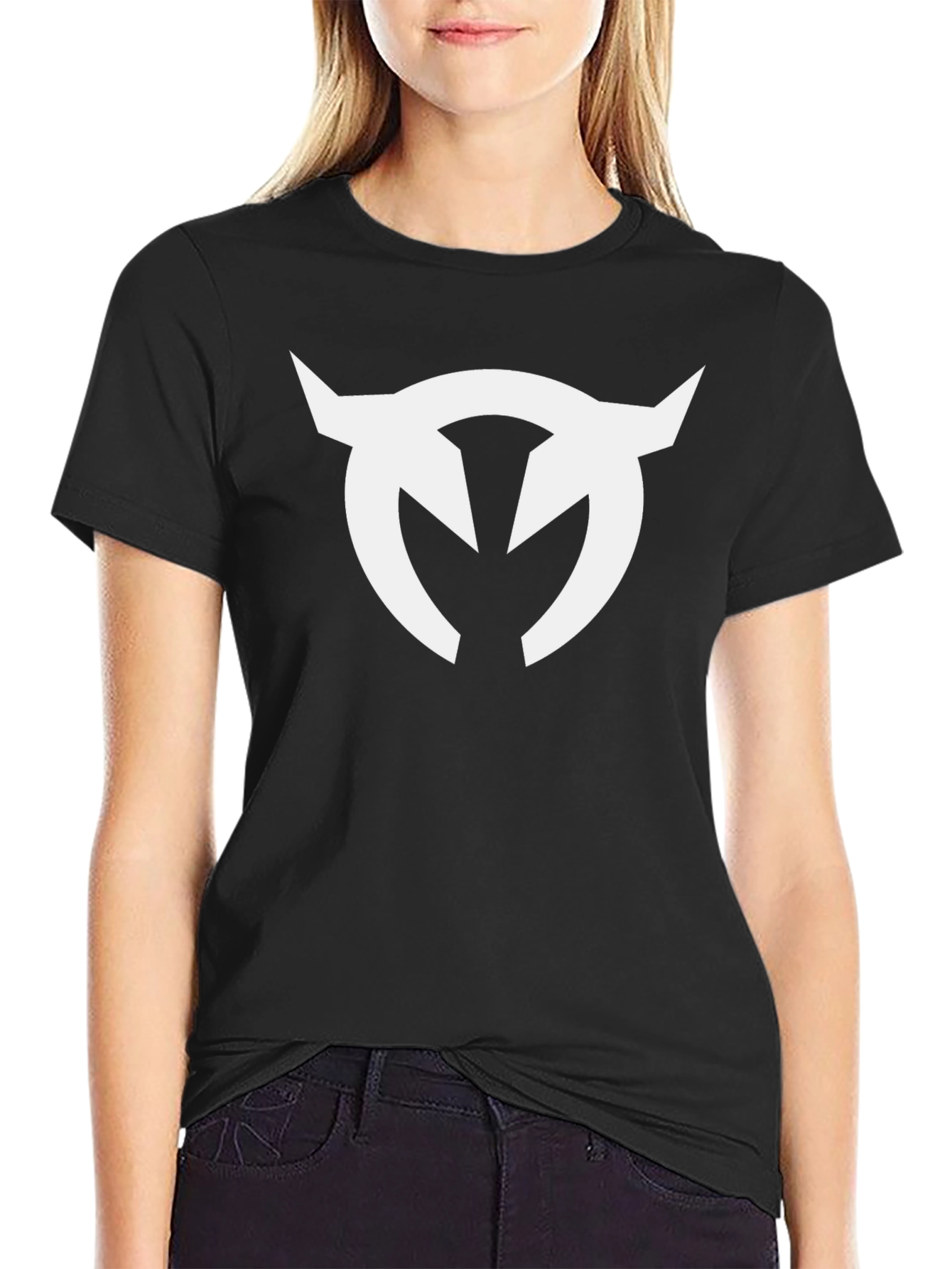 Black T-Shirt with White Horned Logo