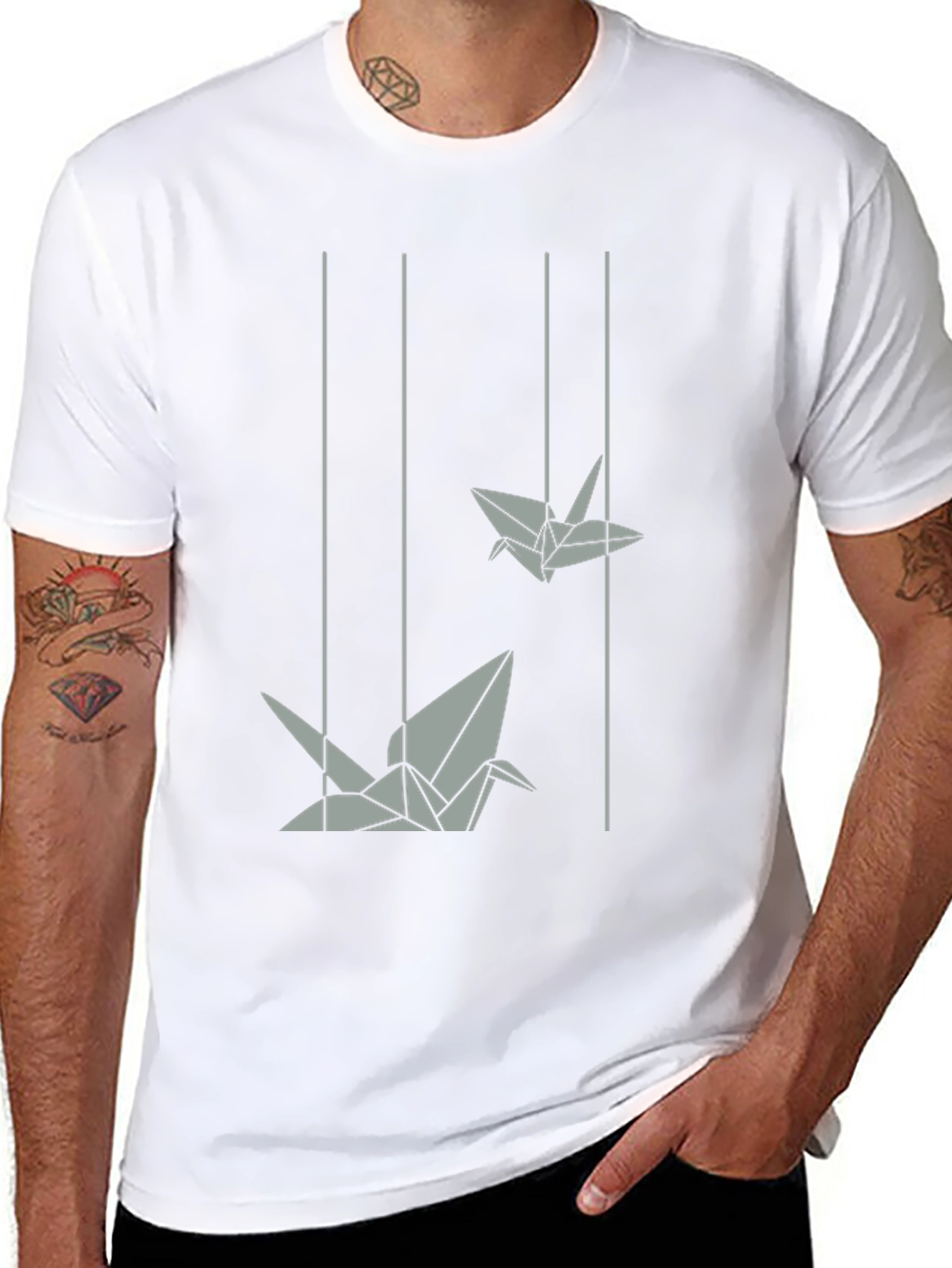 Origami Crane Graphic Tee - Modern Style