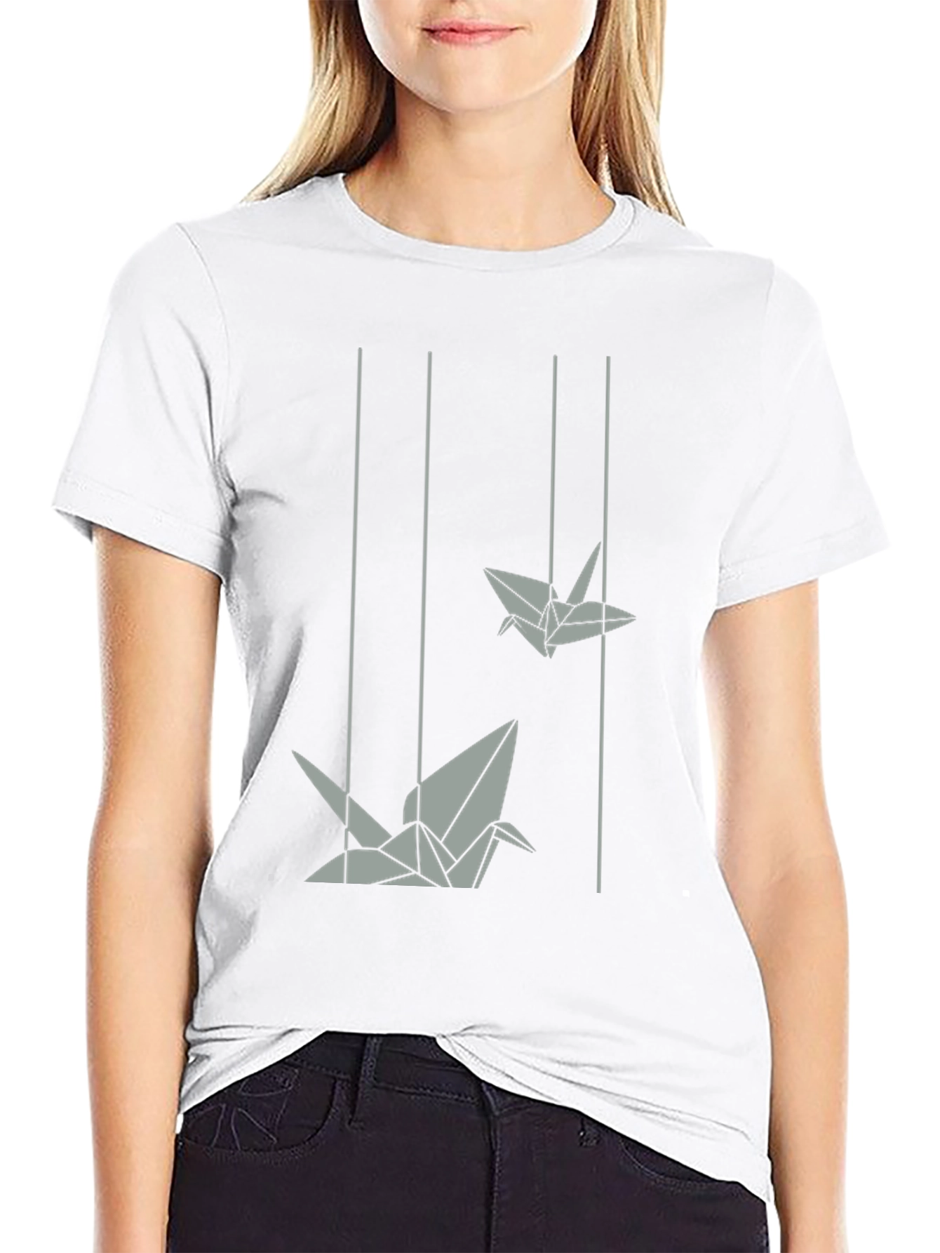 Origami Crane Graphic Tee - Modern Style