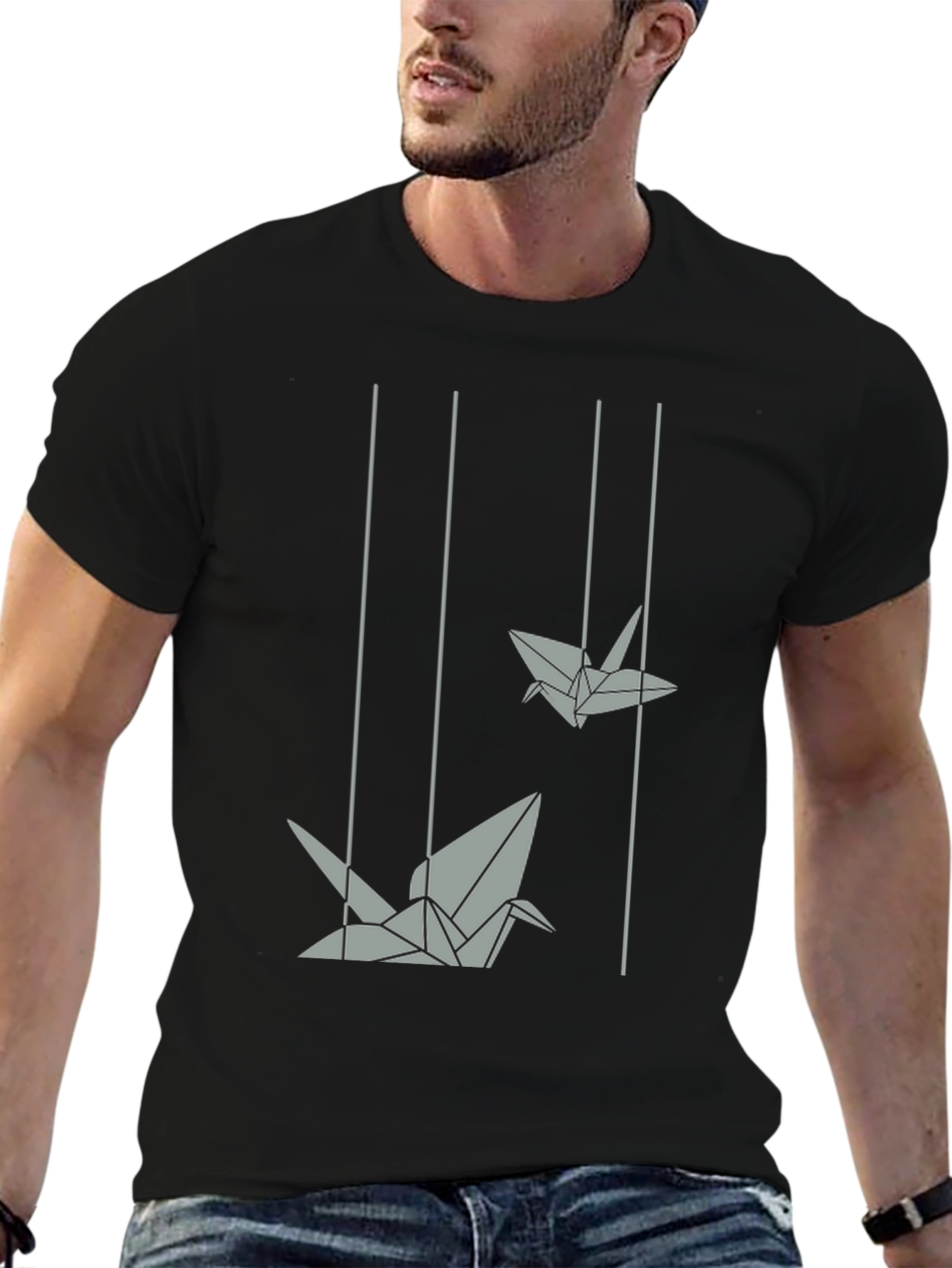 Origami Crane Graphic Tee - Modern Style