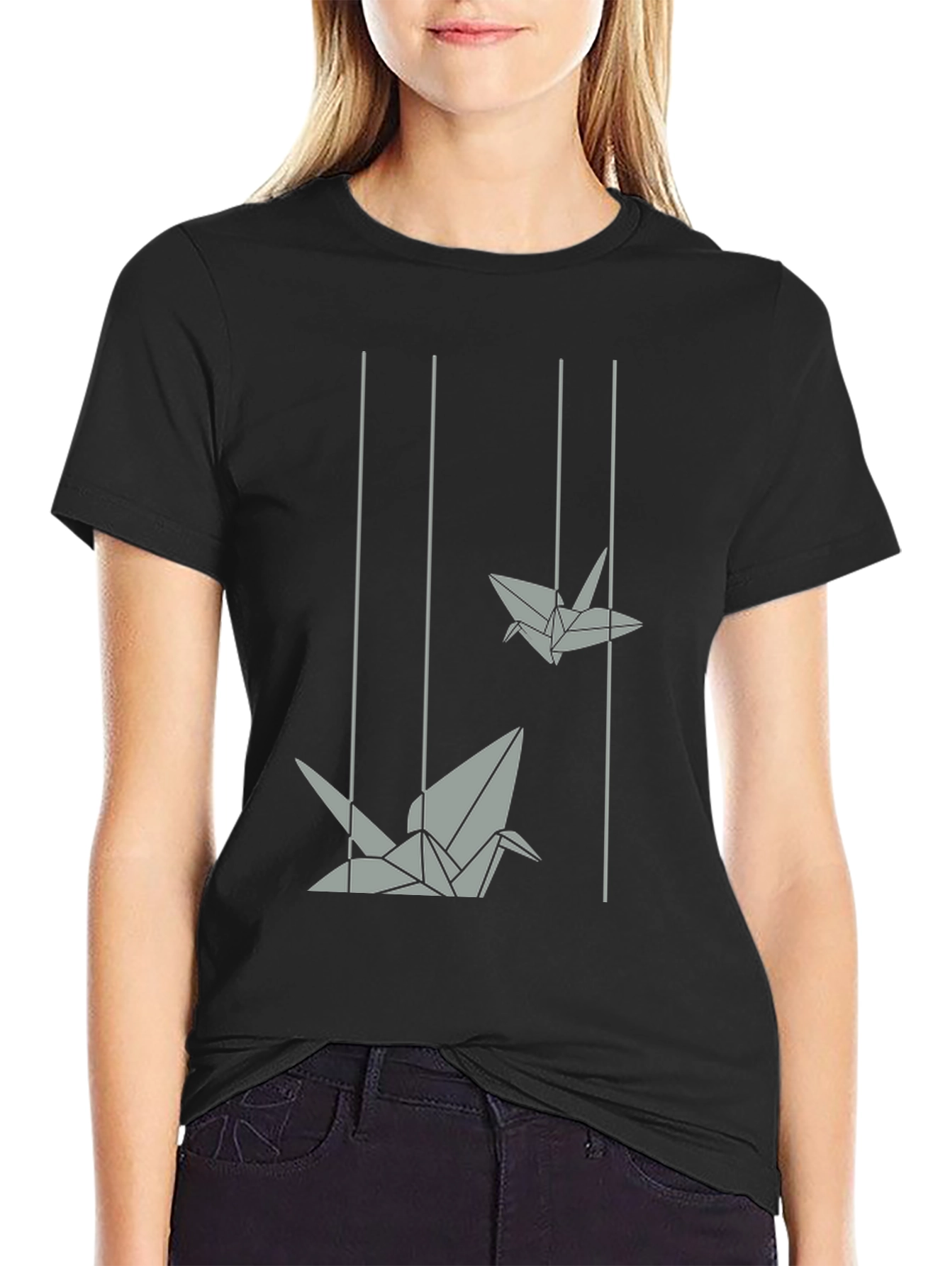 Origami Crane Graphic Tee - Modern Style