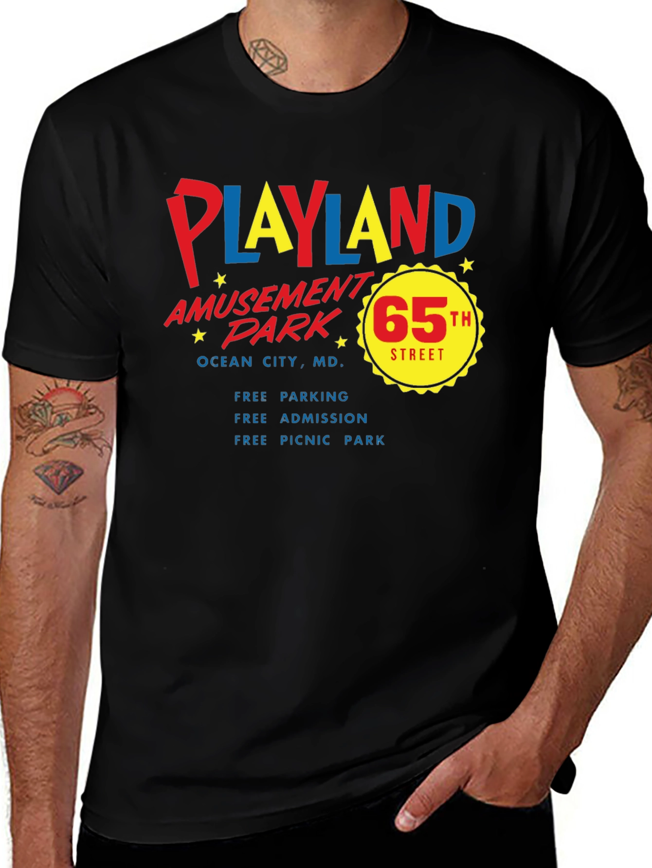 Playland Amusement Park Black T-Shirt
