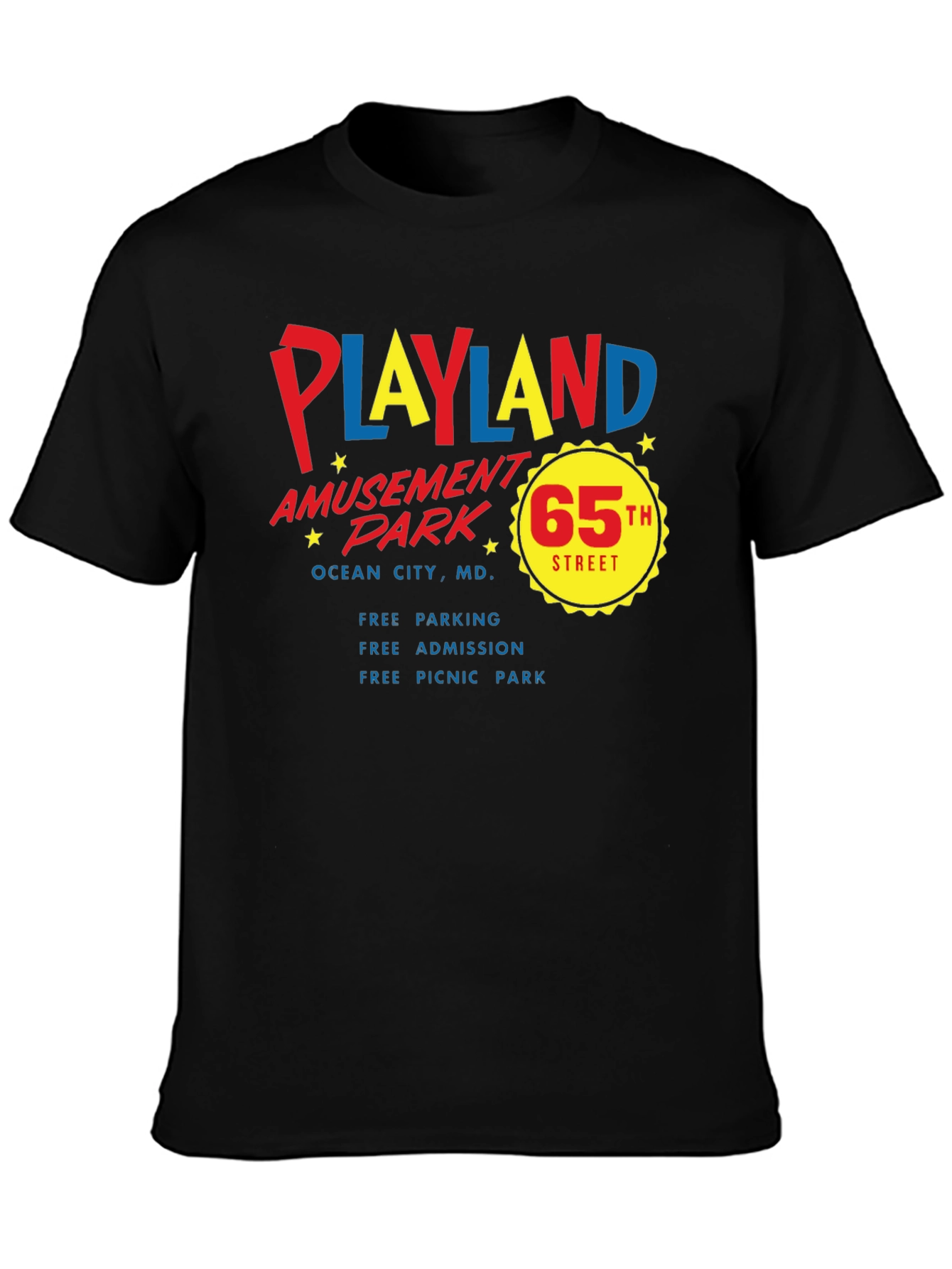 Playland Amusement Park Black T-Shirt