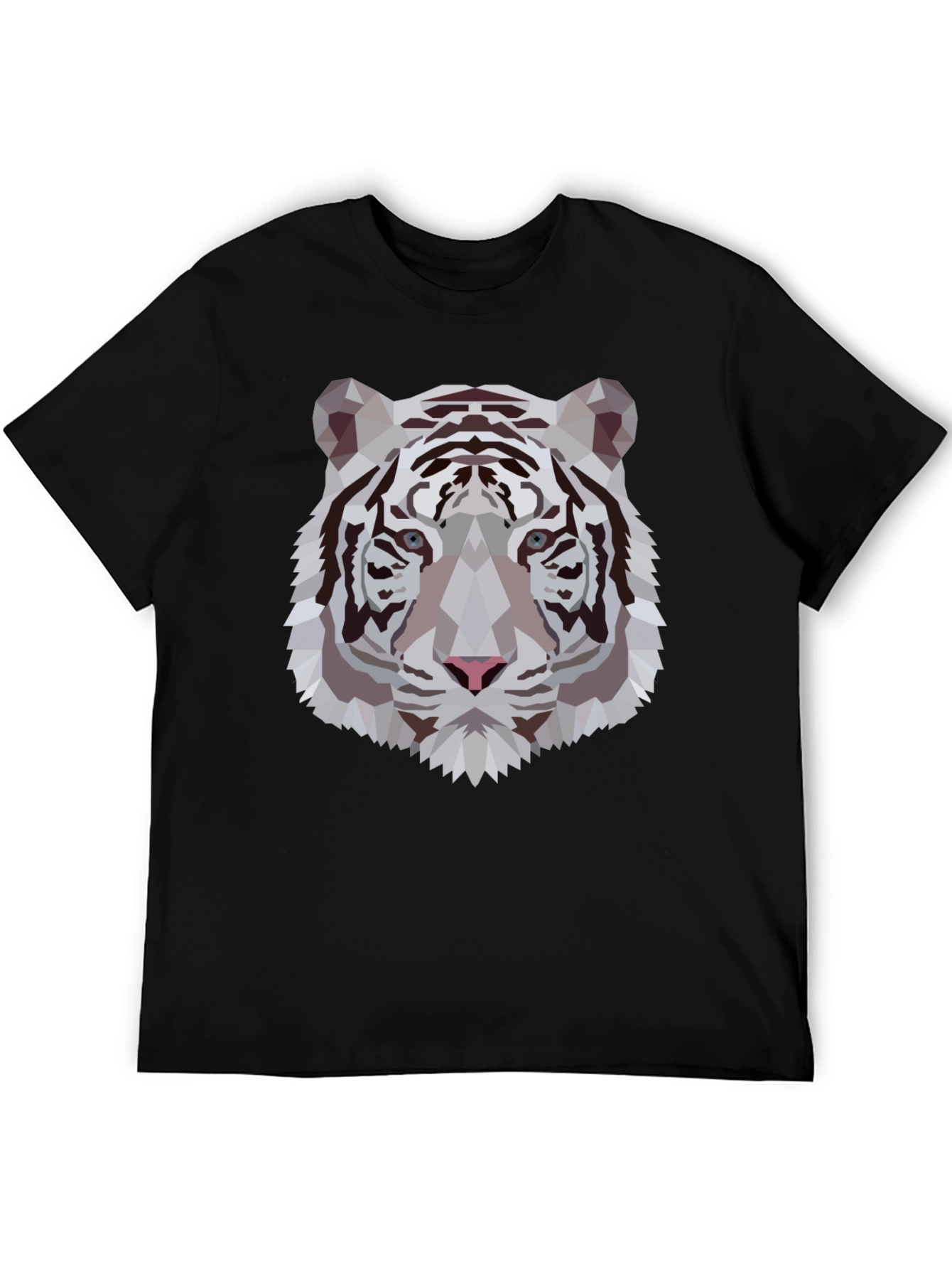 Geometric Tiger Graphic Tee - Sleek Black Shirt