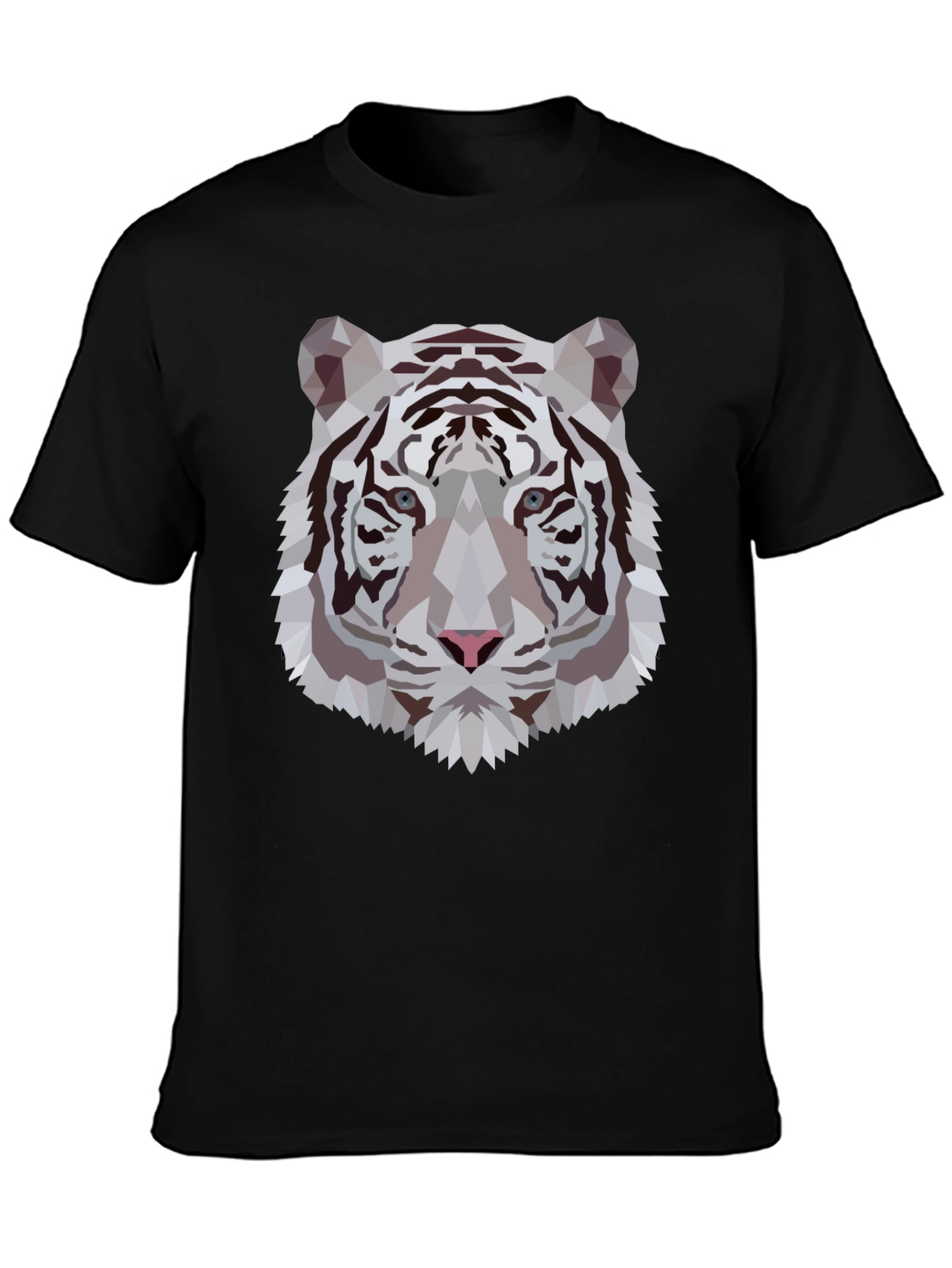 Geometric Tiger Graphic Tee - Sleek Black Shirt