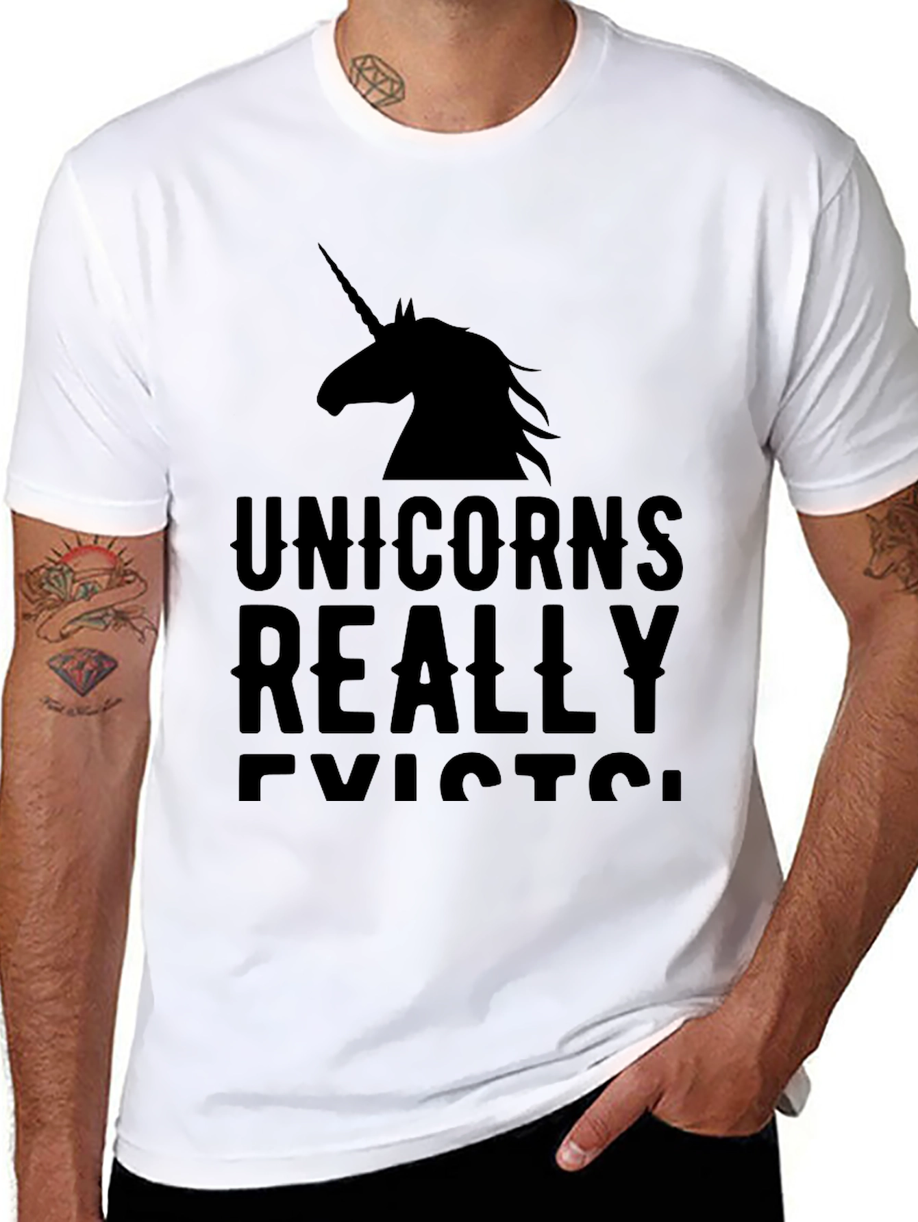 Unicorns Really Exist Black T-Shirt
