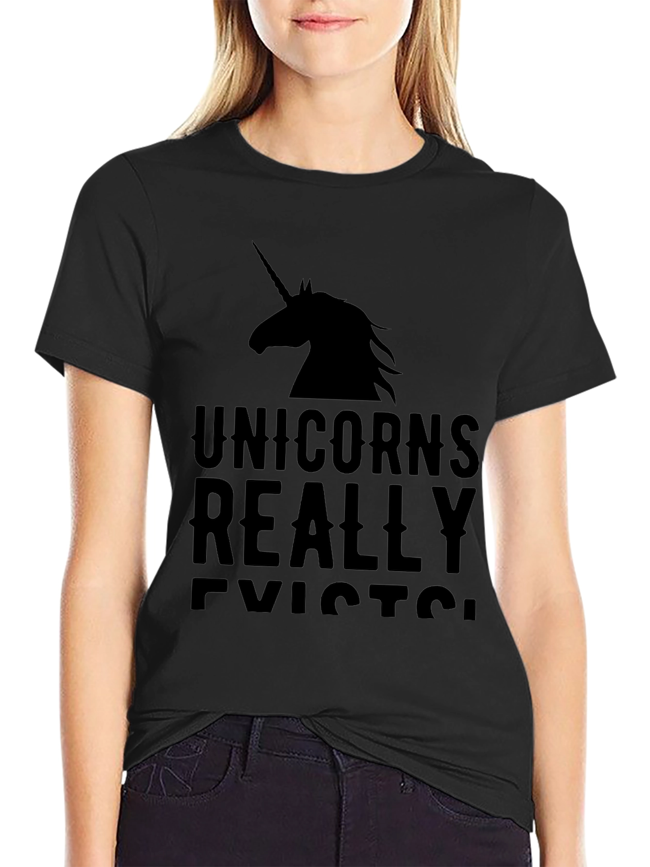 Unicorns Really Exist Black T-Shirt