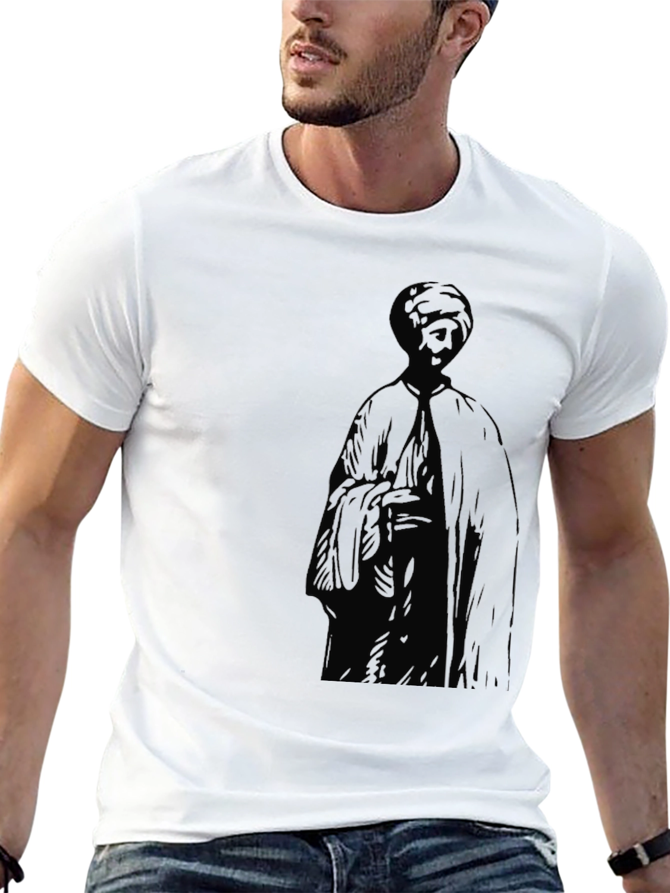 Mens Black T-Shirt with Figure Print