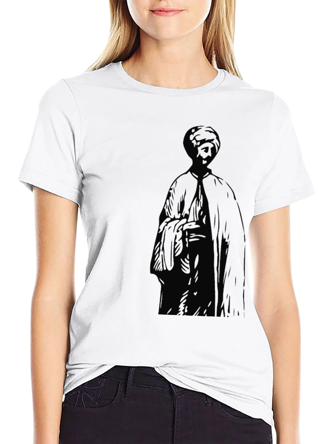 Mens Black T-Shirt with Figure Print