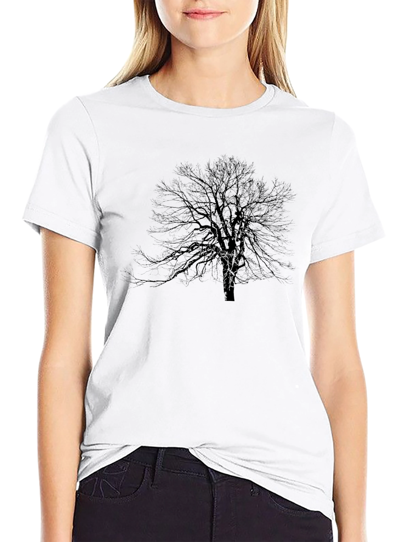 Mens Black Tree Graphic Tee - Nature Inspired Design