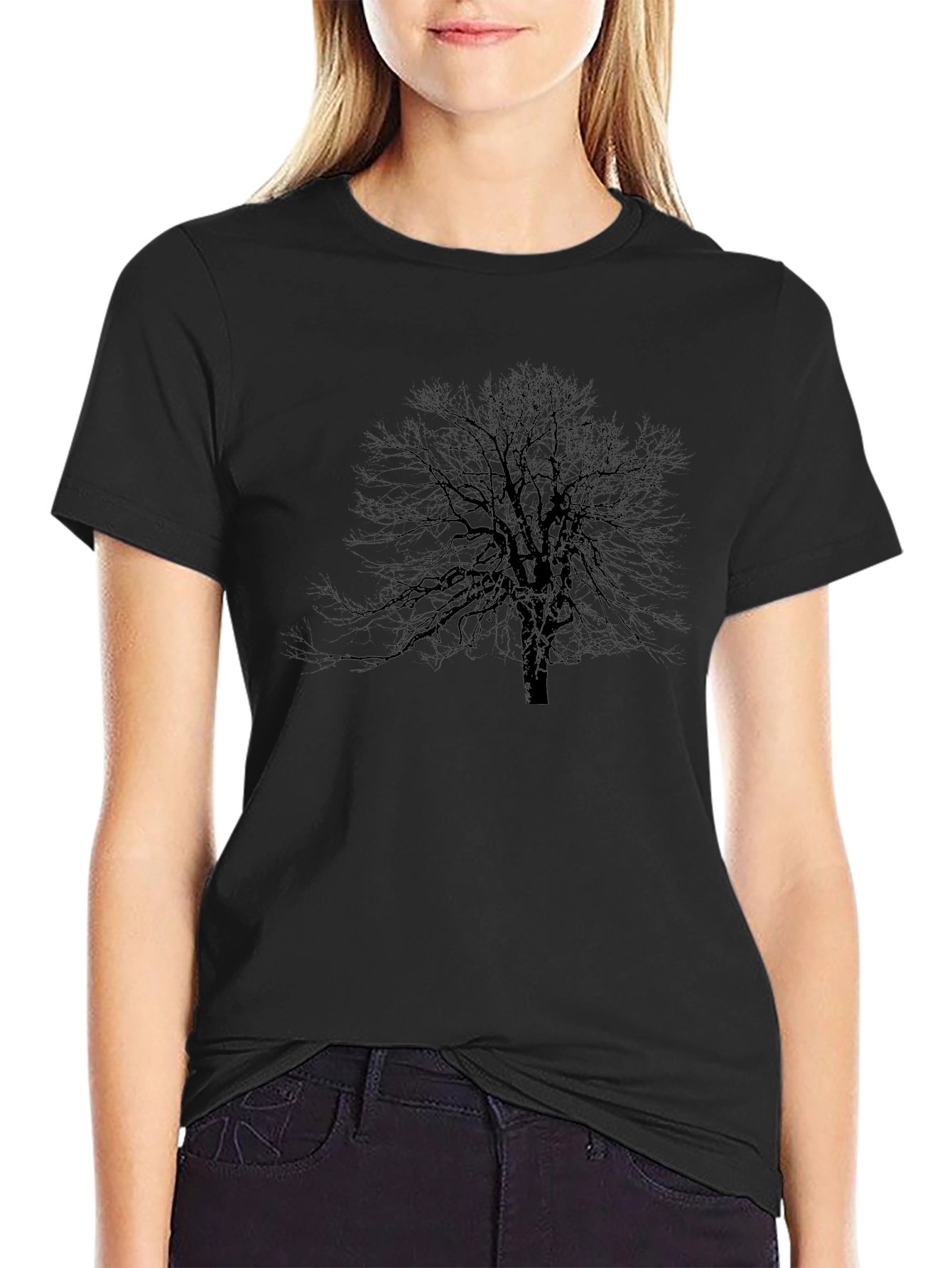 Mens Black Tree Graphic Tee - Nature Inspired Design