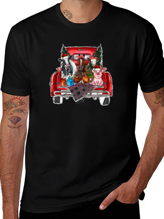 Festive Farm Animals in Truck T-Shirt