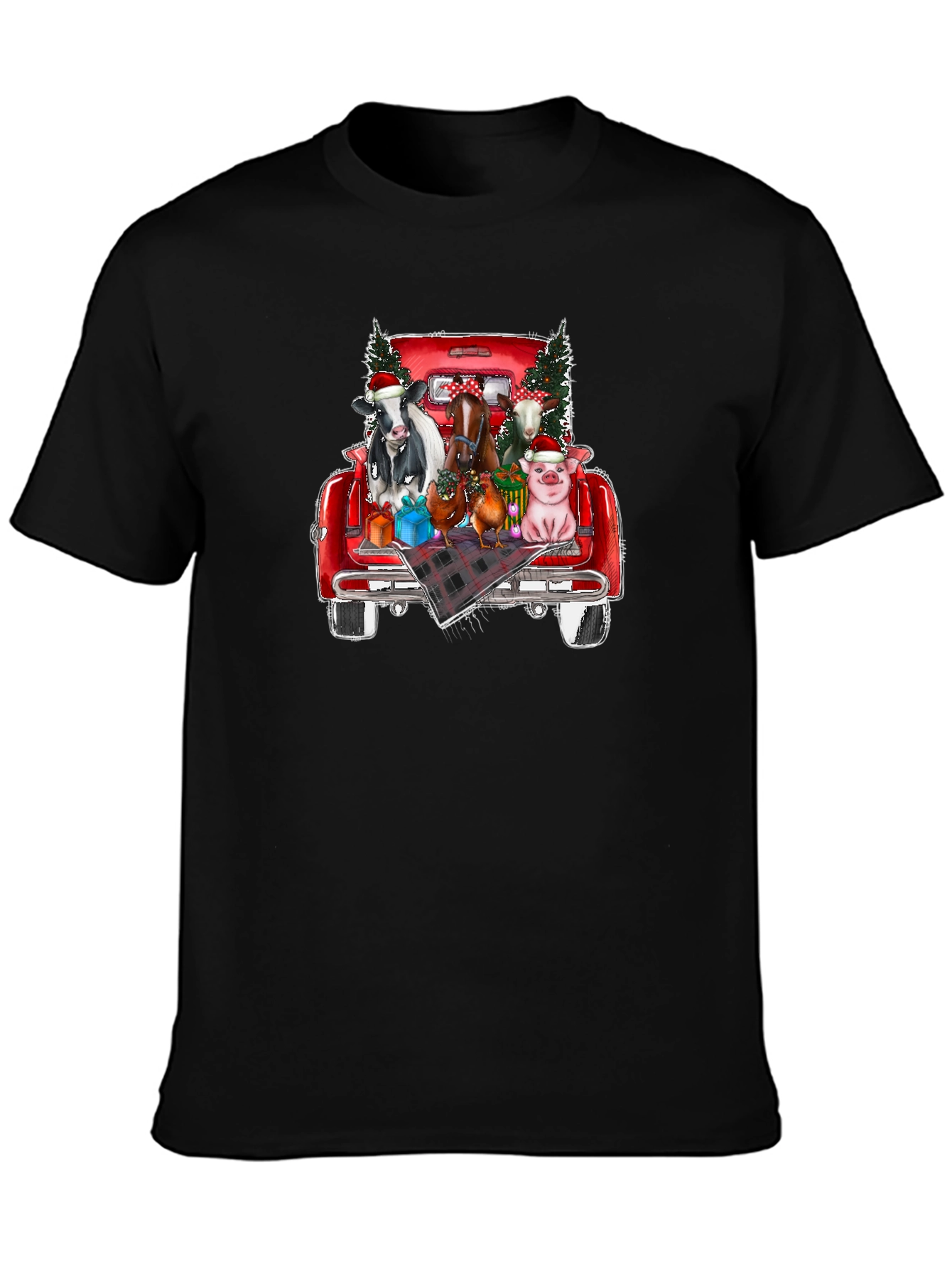 Festive Farm Animals in Truck T-Shirt