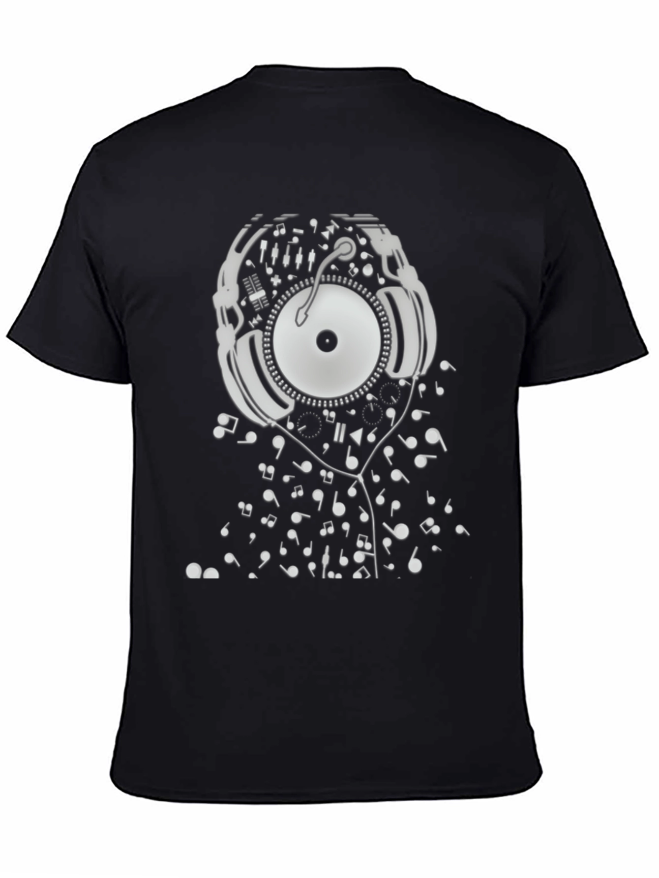 DJ Music T-Shirt - Black Cotton Turntable Graphic Tee