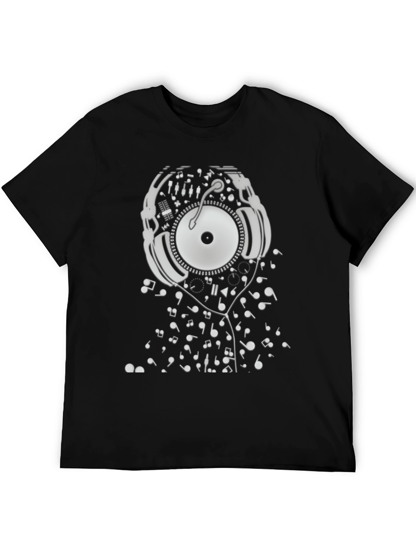 DJ Music T-Shirt - Black Cotton Turntable Graphic Tee