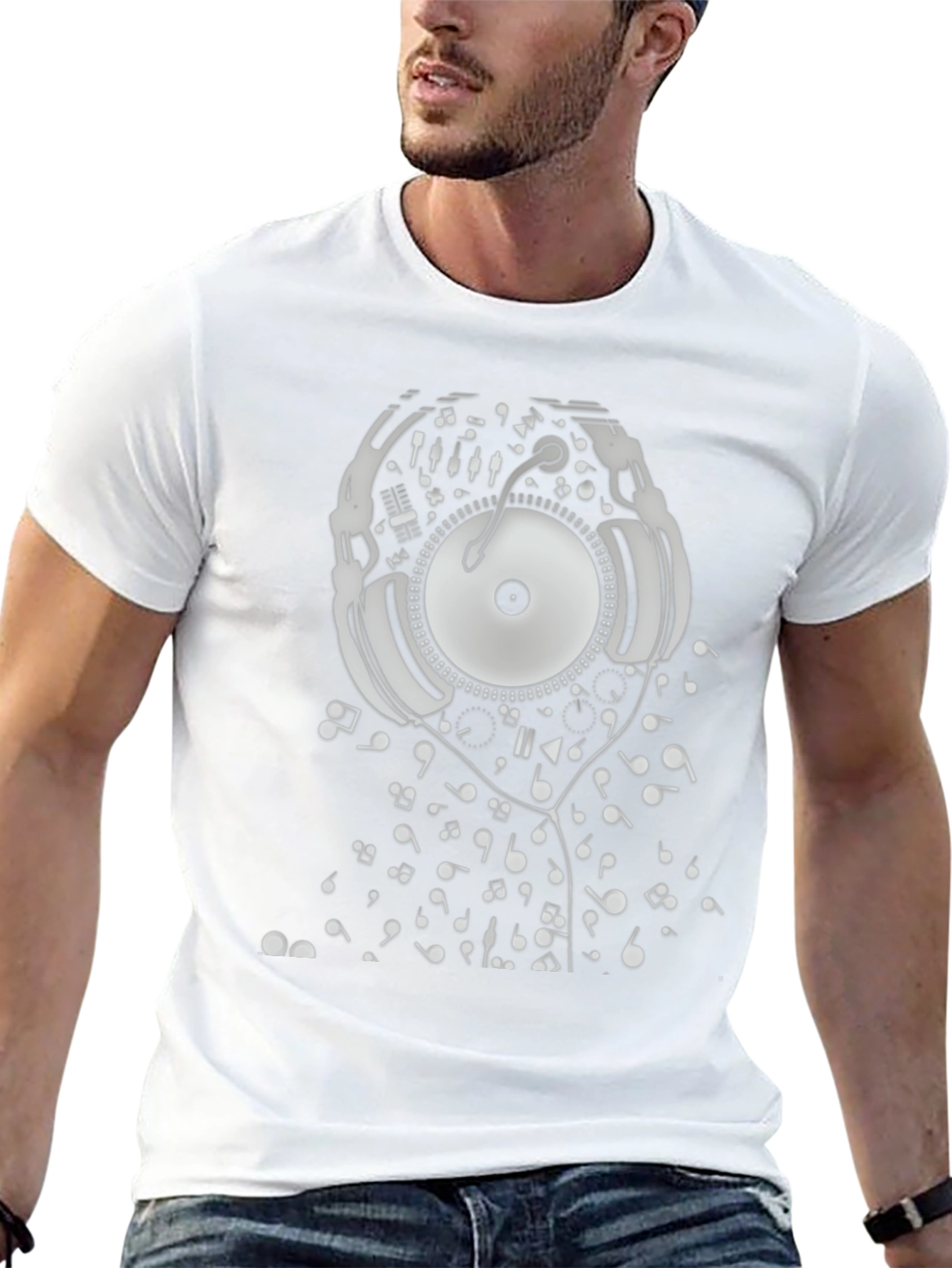 DJ Music T-Shirt - Black Cotton Turntable Graphic Tee