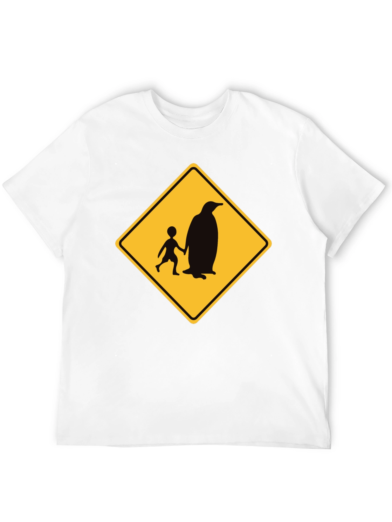 Penguin Crossing Black T-Shirt Novelty Design