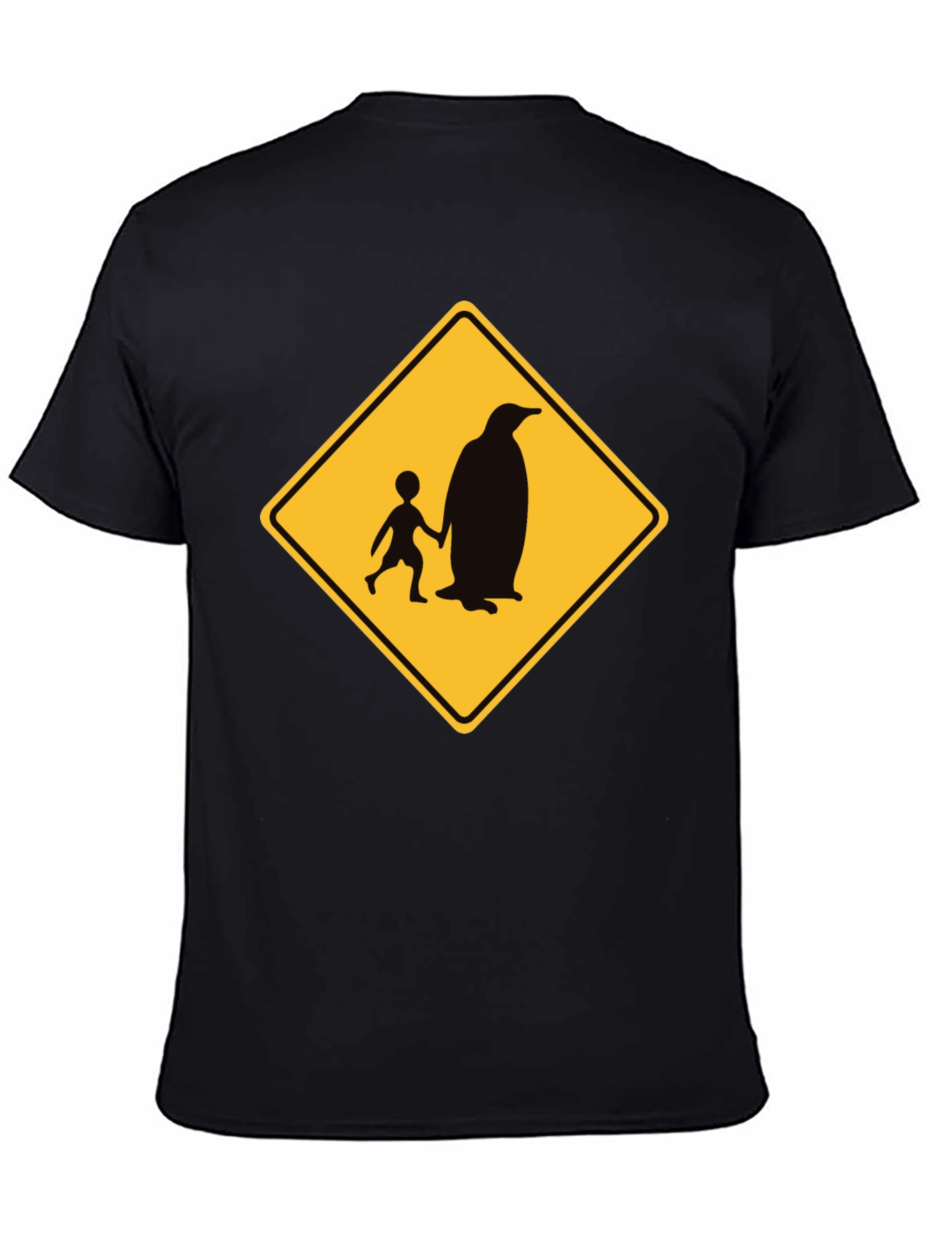 Penguin Crossing Black T-Shirt Novelty Design