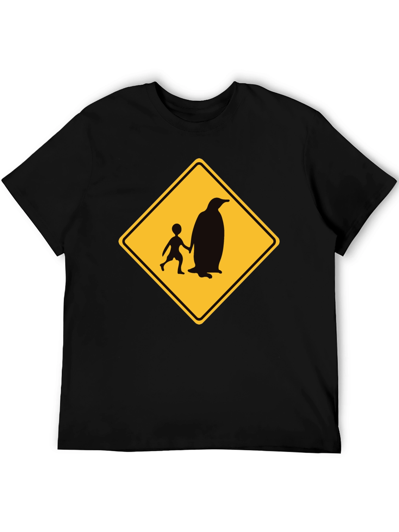 Penguin Crossing Black T-Shirt Novelty Design