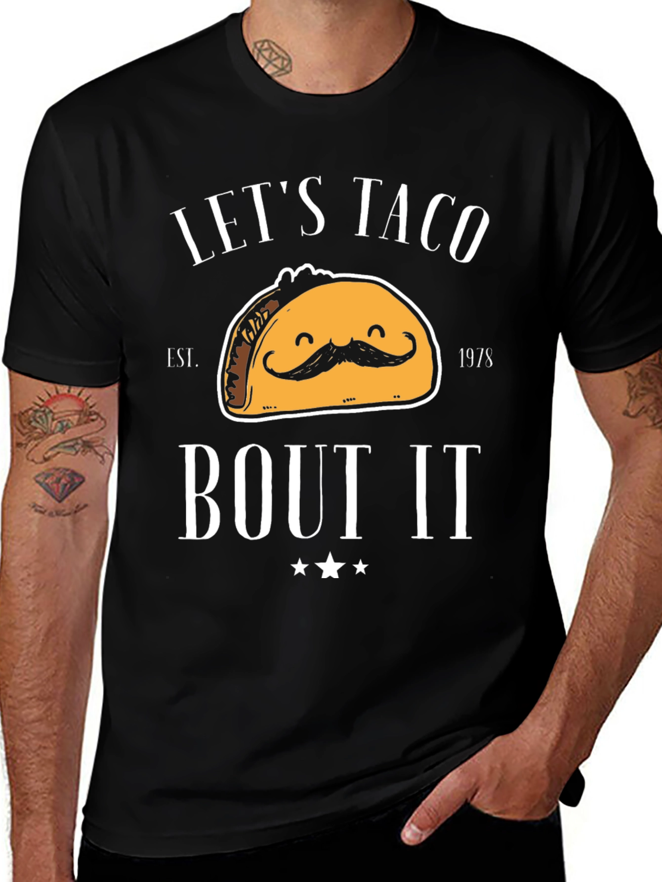 Lets Taco Bout It Black Graphic T-Shirt