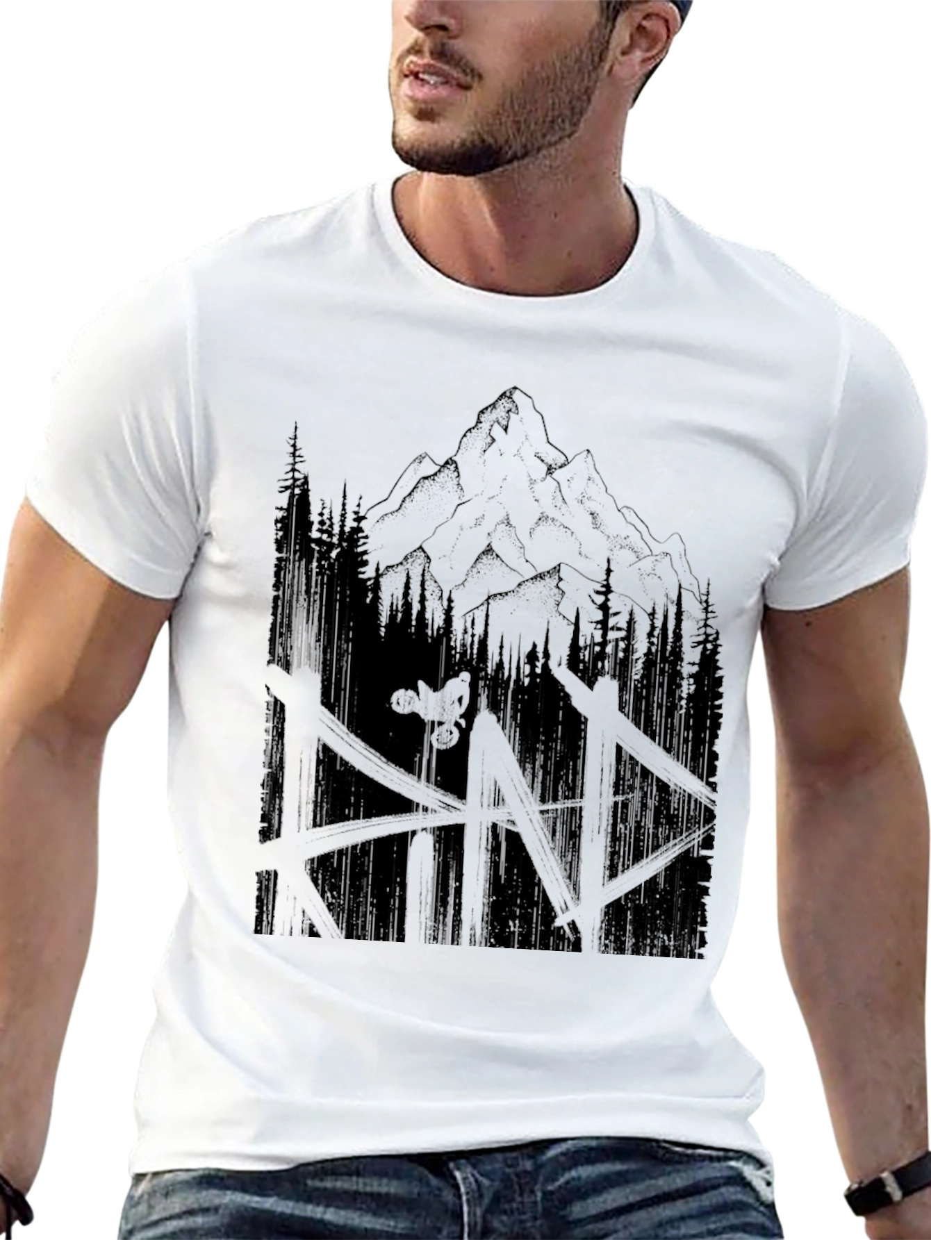 Mountain Biker Graphic Tee - Nature Adventure Shirt