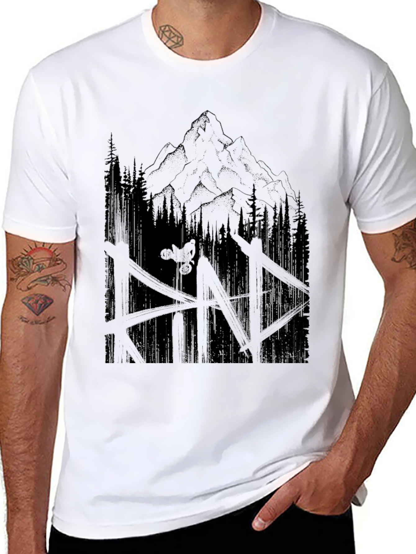 Mountain Biker Graphic Tee - Nature Adventure Shirt