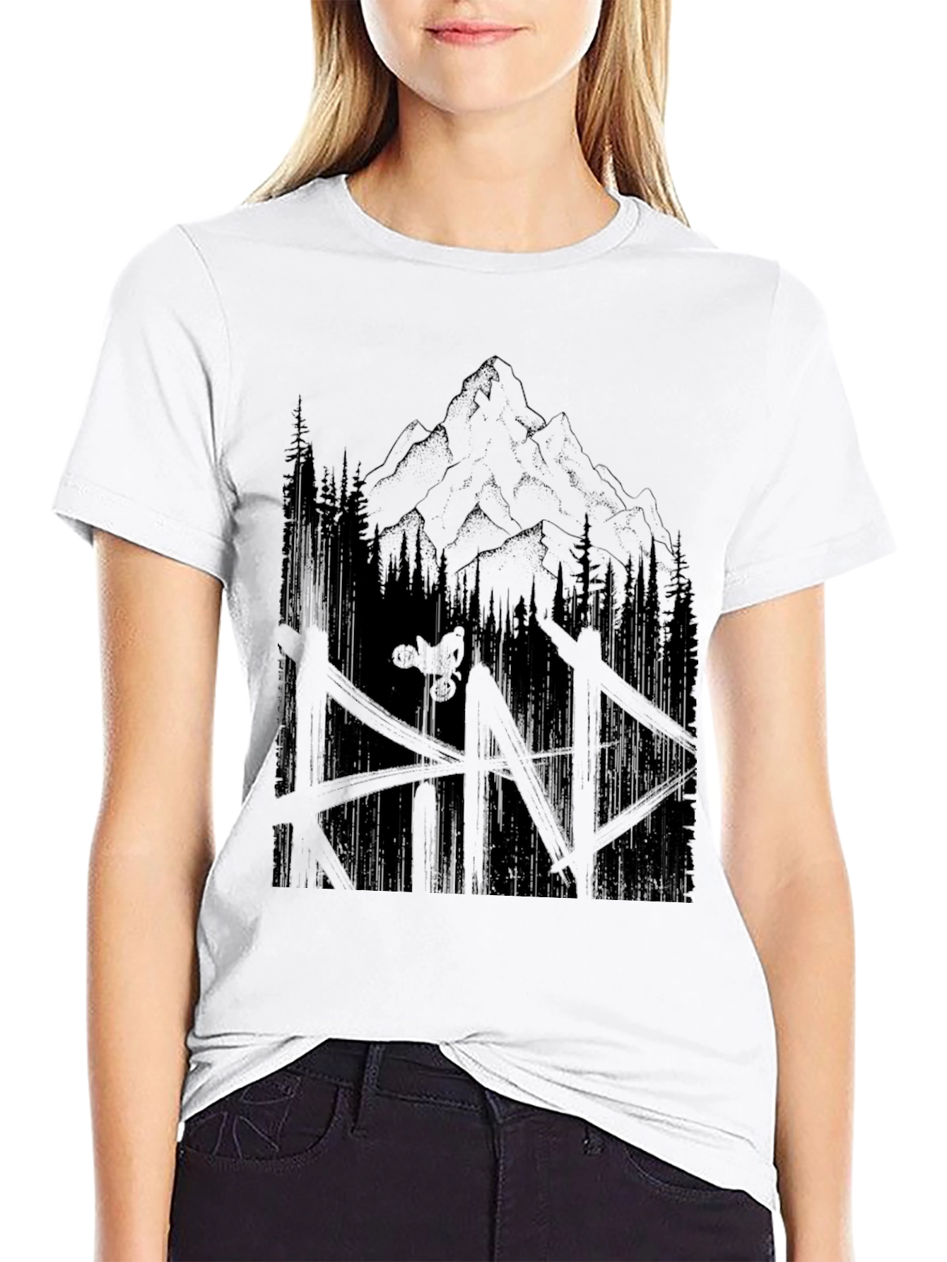 Mountain Biker Graphic Tee - Nature Adventure Shirt