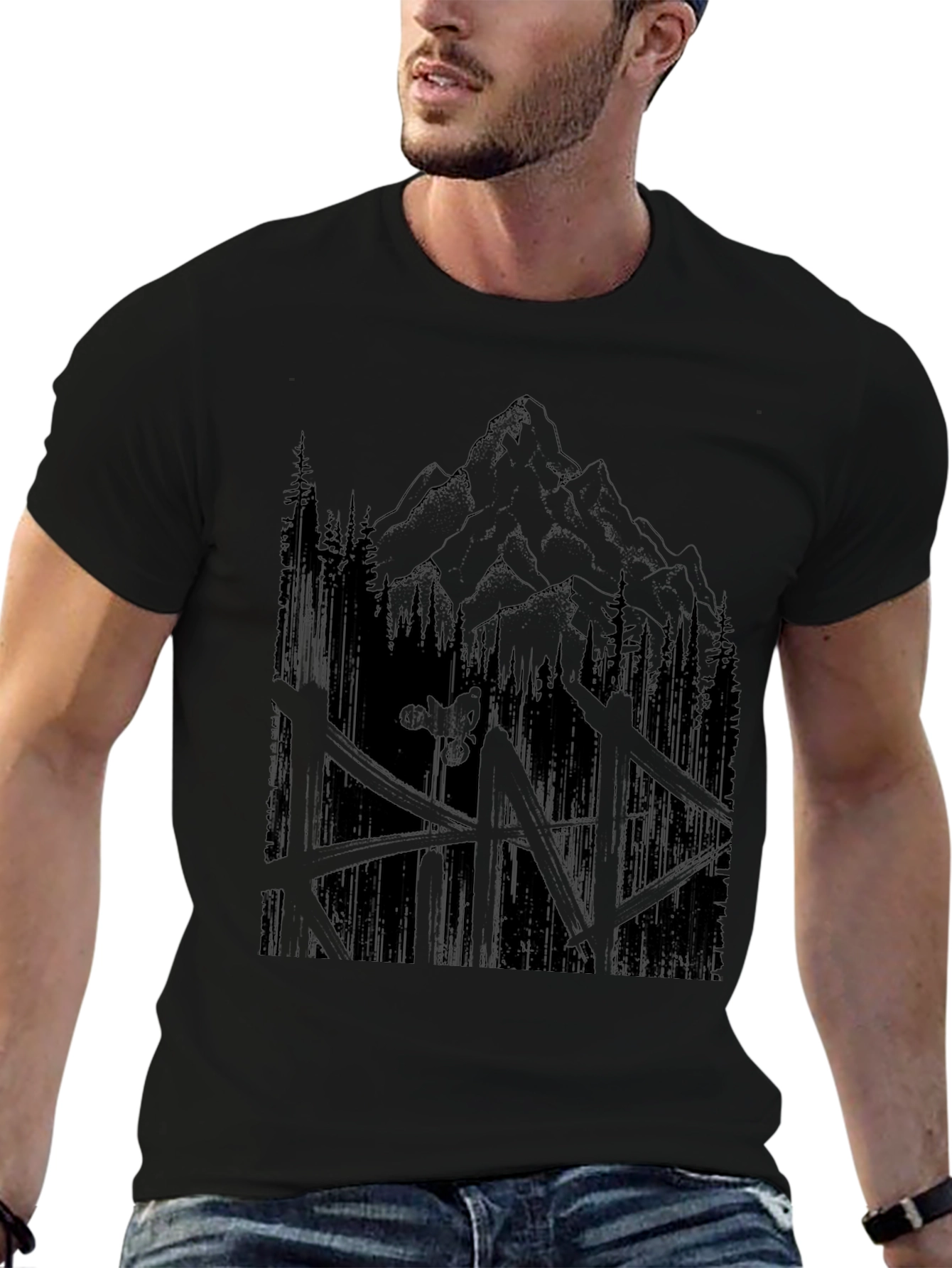 Mountain Biker Graphic Tee - Nature Adventure Shirt