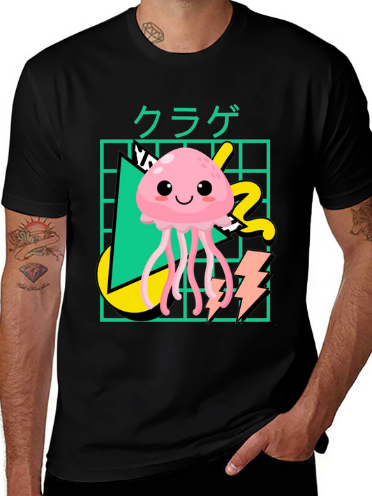 Kawaii Jellyfish Graphic Tee - Retro Style
