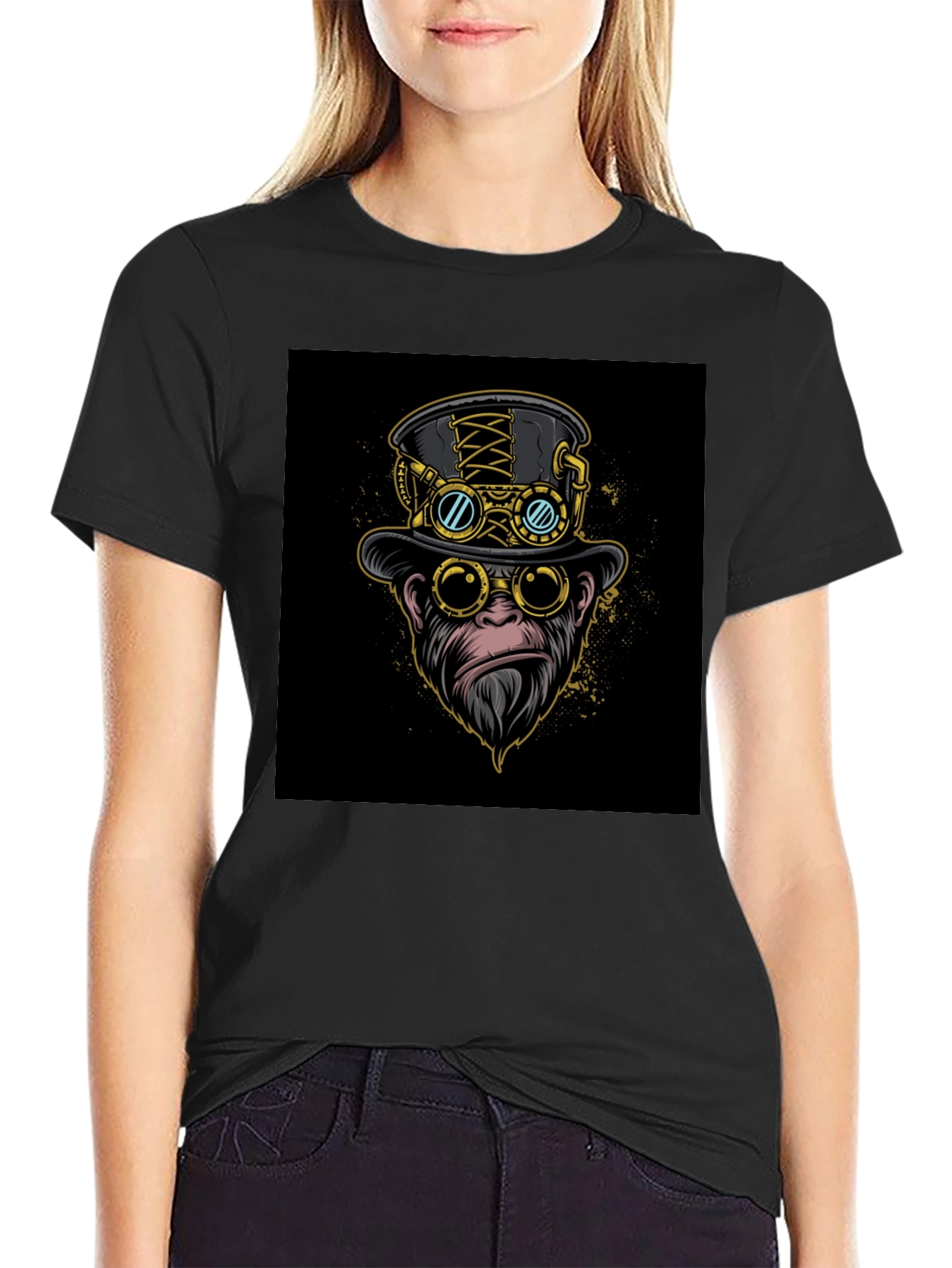 Steampunk Monkey Graphic Tee - Cool Ape Design