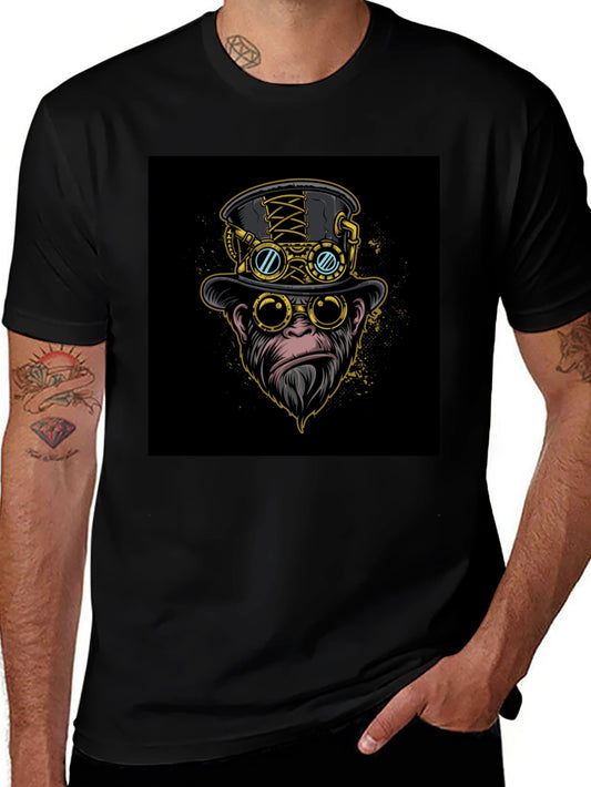 Steampunk Monkey Graphic Tee - Cool Ape Design