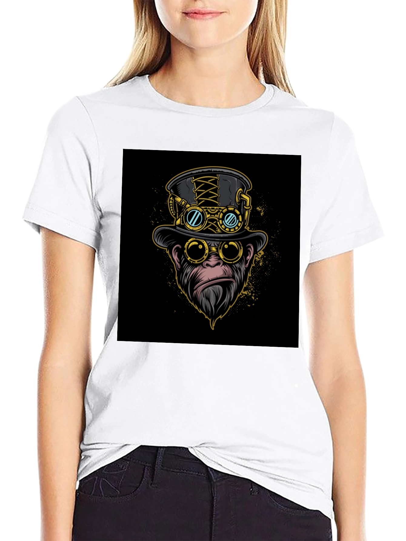 Steampunk Monkey Graphic Tee - Cool Ape Design