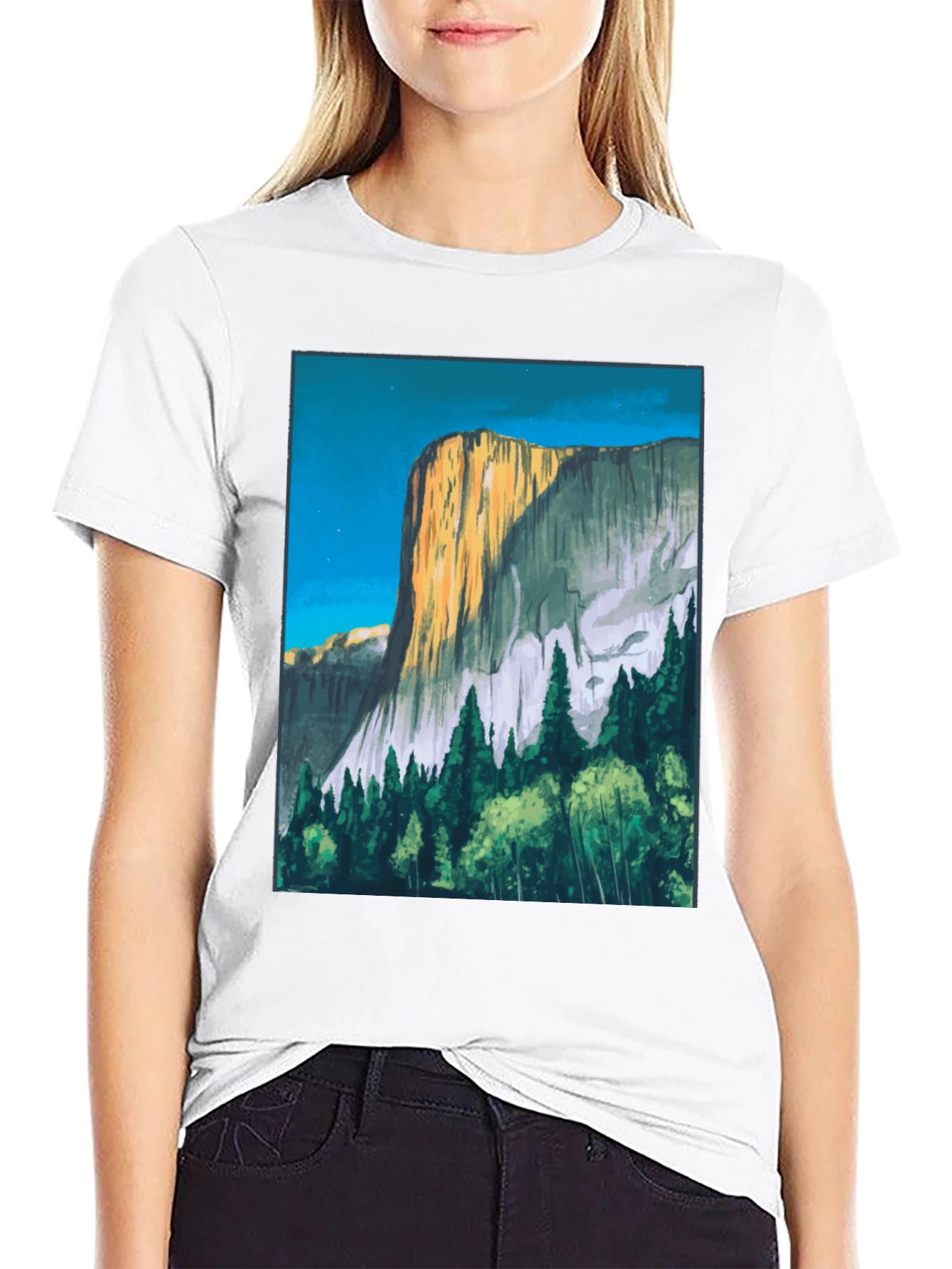 Mountain Vista Graphic Tee - Black Cotton T-Shirt