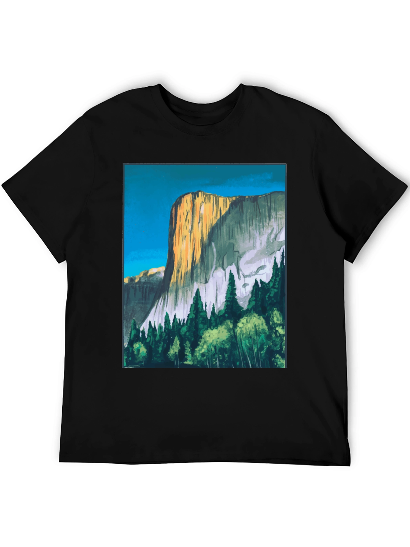 Mountain Vista Graphic Tee - Black Cotton T-Shirt