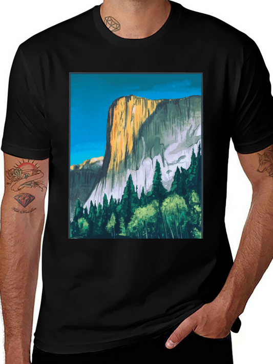 Mountain Vista Graphic Tee - Black Cotton T-Shirt