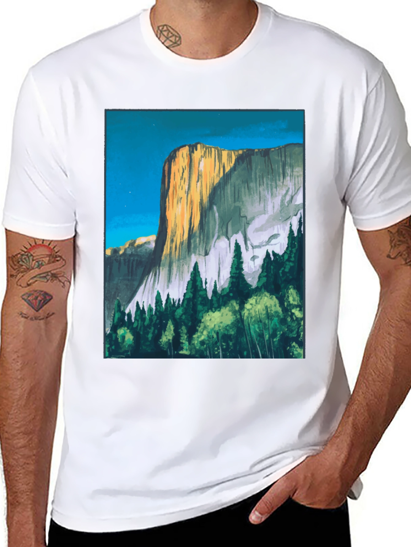 Mountain Vista Graphic Tee - Black Cotton T-Shirt