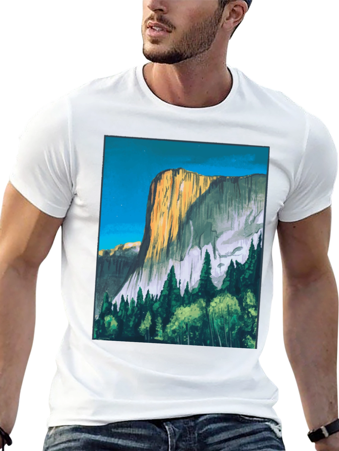 Mountain Vista Graphic Tee - Black Cotton T-Shirt